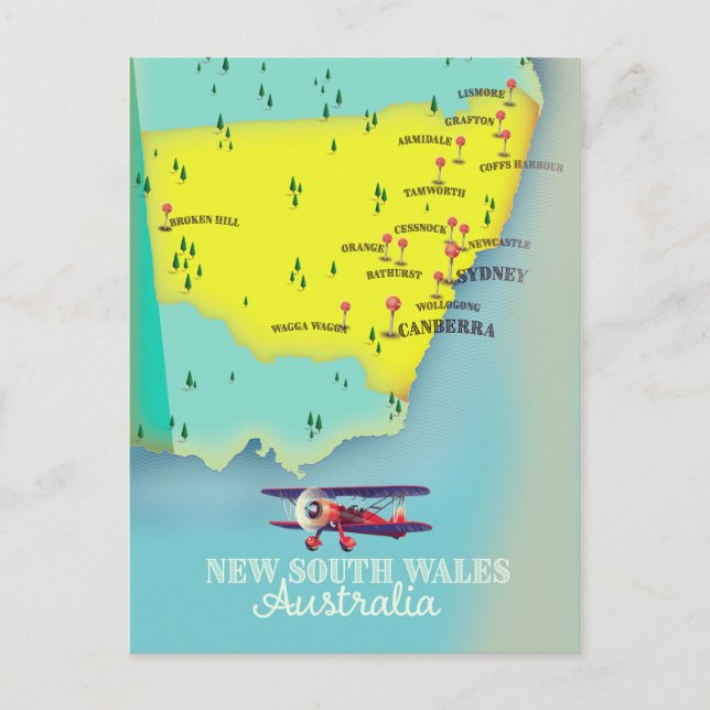 New South Wales Australia map Postcard (Front)