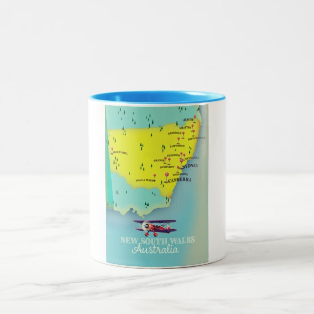 New South Wales Australia map Two-Tone Coffee Mug (Center)