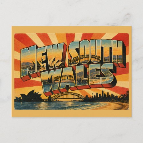 New South Wales Australia Vintage Travel Art Postcard