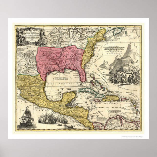 New Spain America Map 1712 Poster (Front)