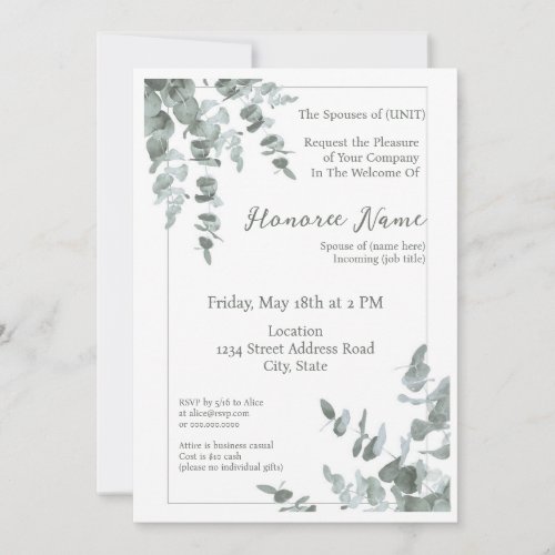 New Spouse Welcome Digital Download Eucalyptus Invitation