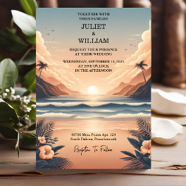 New Spring Summer Ocean Beach Destination Wedding Invitation