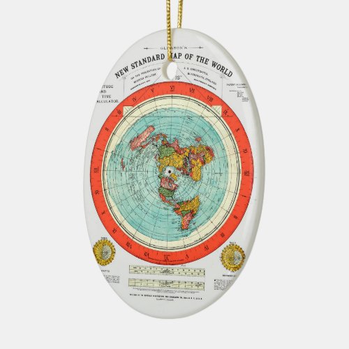 New Standard Map of the World Flat Earth Earther Ceramic Ornament