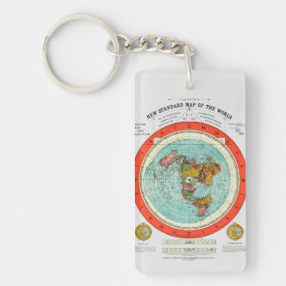New Standard Map of the World Flat Earth Earther Keychain
