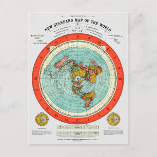New Standard Map of the World Flat Earth Earther Postcard