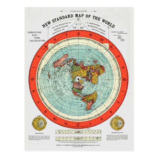 New Standard Map of the World Flat Earth Earther Postcard | Zazzle.com