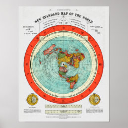 New Standard Map of the World Flat Earth Earther Poster