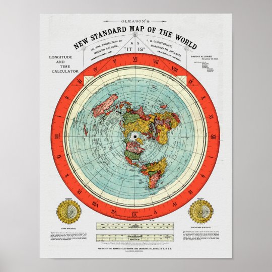 New Standard Map of the World Flat Earth Earther Poster | Zazzle.com