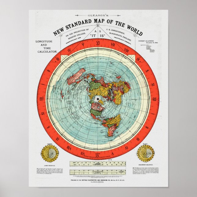 New Standard Map of the World Flat Earth Earther Poster (Front)
