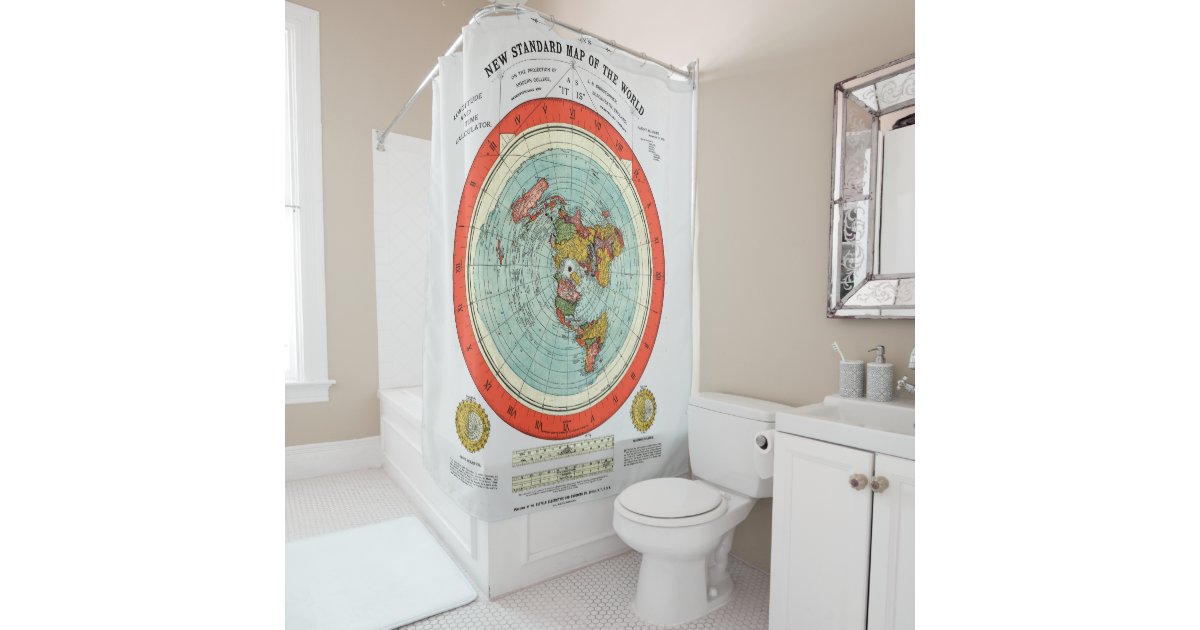 New Standard Map Of The World Flat Earth Earther Shower Curtain