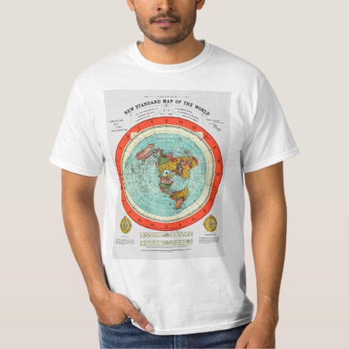 New Standard Map of the World Flat Earth Earther T_Shirt