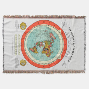 New Standard Map of the World Flat Earth Earther Throw Blanket