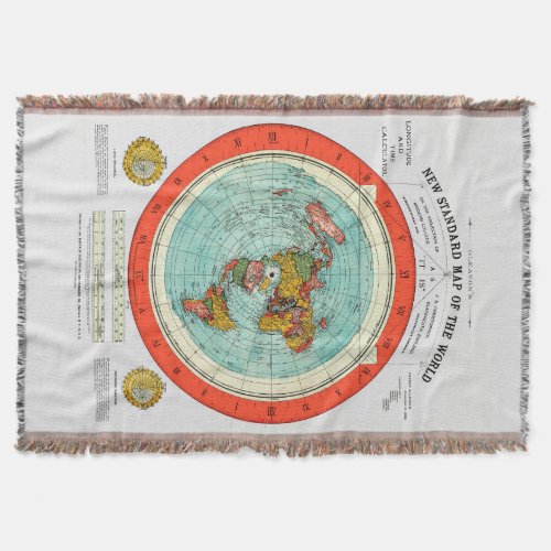 New Standard Map of the World Flat Earth Earther Throw Blanket