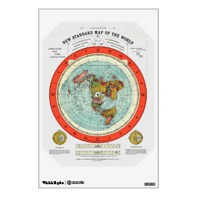New Standard Map of the World Flat Earth Earther Wall Sticker (Front)