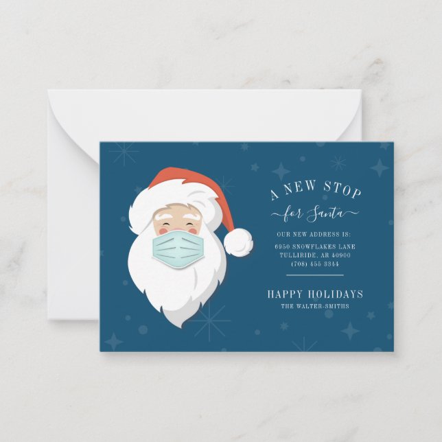 New Stop for Santa We've Moved Holiday Moving Note Card (Front)