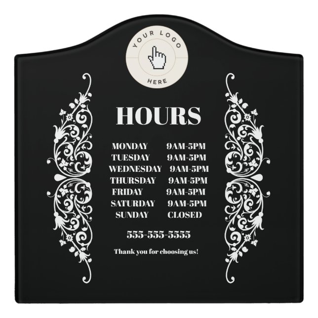 NEW! Store Hours - Crest Large Room Sign - Custom (Large Crest Front)