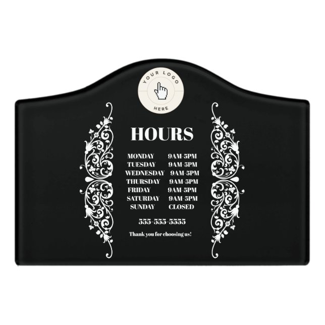 NEW! Store Hours - Crest Small Room Sign - Custom (Small Crest Front)