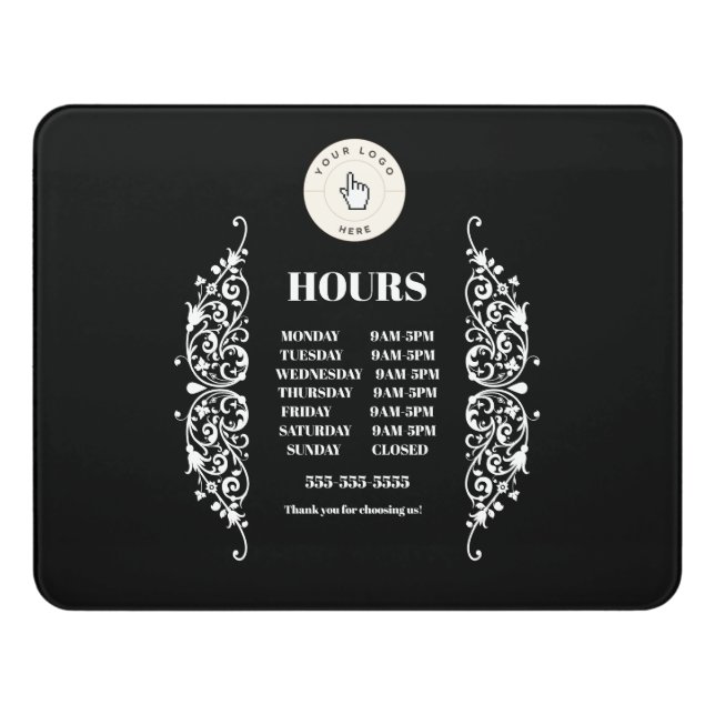 NEW! Store Hours - Modern Room Sign - Custom (Contemporary Front)