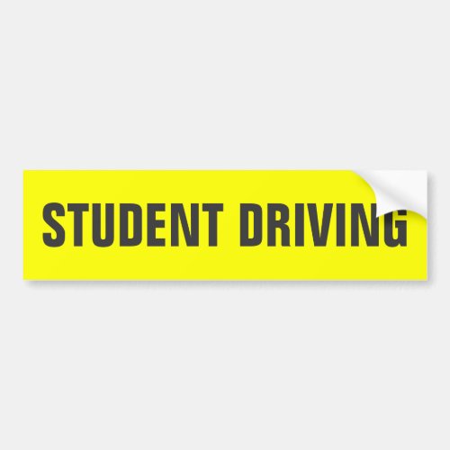 new student driver yellow bumper sticker