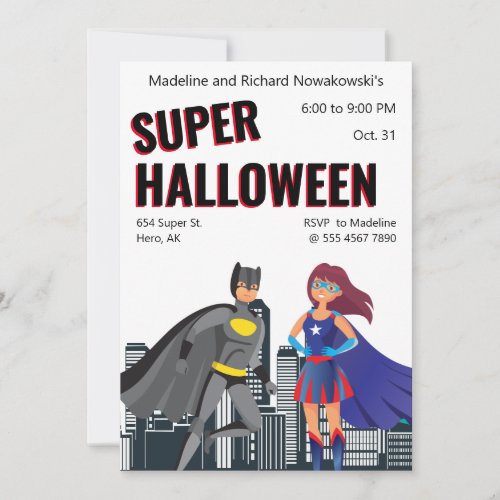 New Superhero Kids Halloween Party Cute Value Fab Invitation