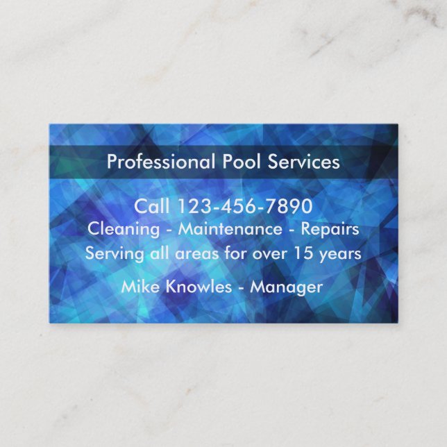 New Swimming Pool Service Business Card (Front)