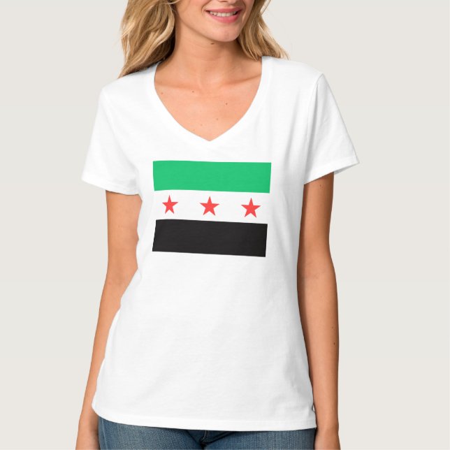 New Syrian Flag Syria free freedom post revolution T-Shirt (Front)