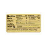 New Tabular Honey Nutrition Facts Gold Product Label