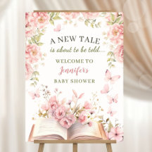 New Tale Book Baby Shower Girl Floral Pink Welcome