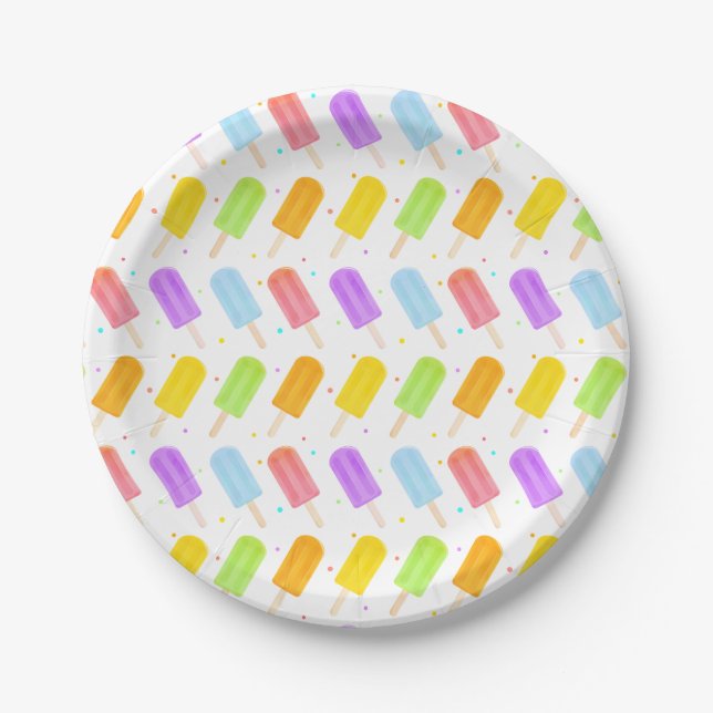 New Tasty Summer Watercolour Popsicle Pattern Paper Plates (Front)