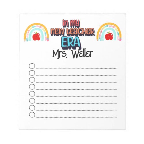 New Teacher personalized  Back to school era to_do Notepad