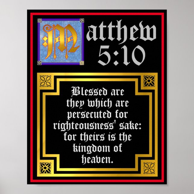 New Testament Matthew 5 10 Beatitudes Quotation  Poster (Front)