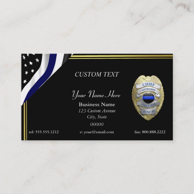 NEW Thin Blue Line Customize Badge Business Card (Front)
