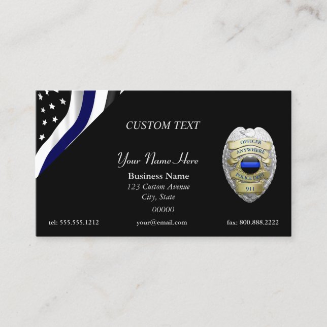 NEW Thin Blue Line DIY Customize Badge Business Card (Front)
