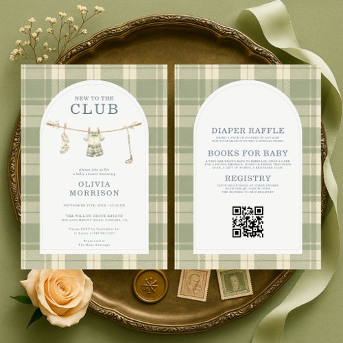 Golf Gingham or plaid baby shower invitation