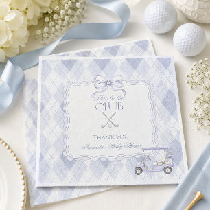 New to the Club Boy Blue Golf Baby Shower Napkins