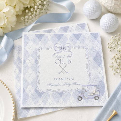 New to the Club Boy Blue Golf Baby Shower Napkins