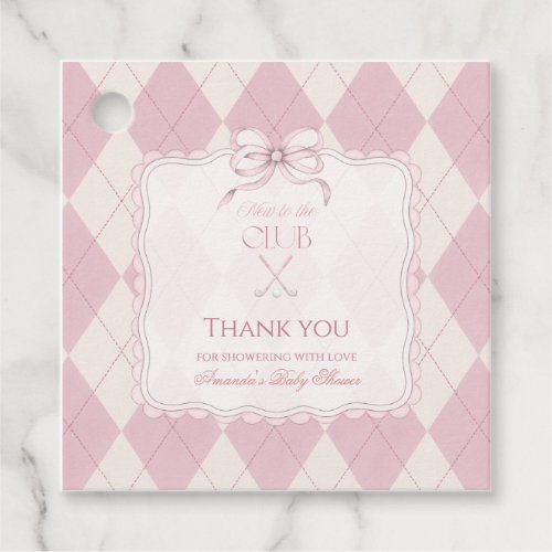 New to the Club Girl Pink Golf Baby Shower Favor Tags