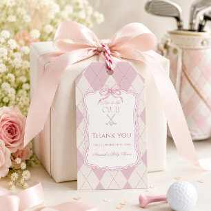New to the Club Girl Pink Golf Baby Shower Gift Tags
