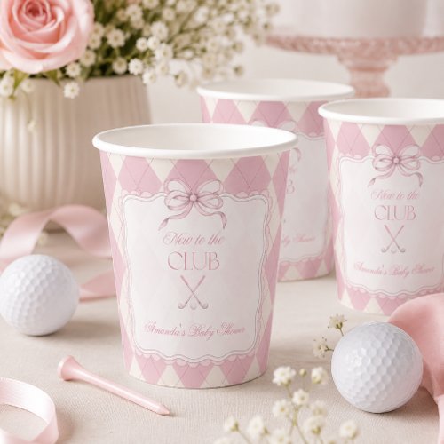 New to the Club Girl Pink Golf Baby Shower Paper Cups