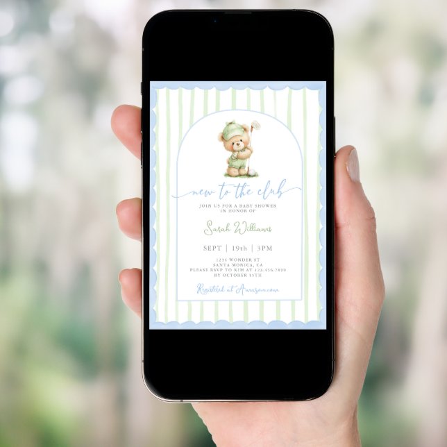 New to the Club Golf Baby Shower Boy Invitation (Front Digital)