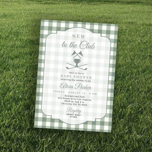 New to the club golf baby shower invitation