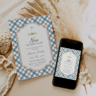 New to the Club Golf Blue & Brown Baby Shower Invitation