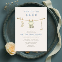 New To The Club Golf Clothesline Boy Baby Shower