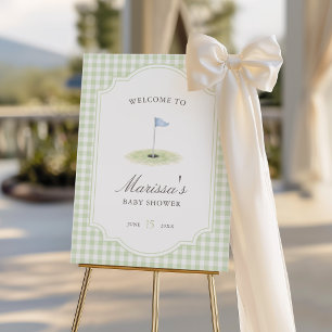 New to the Club Golf Green Gingham Baby Shower Foam Board