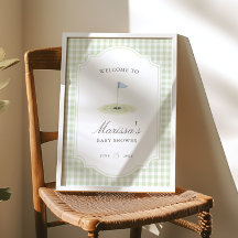 New to the Club Golf Green Gingham Baby Shower