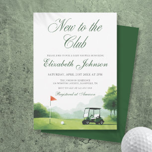 New to the Club Golf Modern Watercolor Baby Shower Invitation