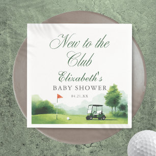 New to the Club Golf Watercolor Baby Shower Napkins