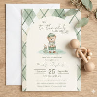 New To The Club Golfing Bear Baby Shower QR Code