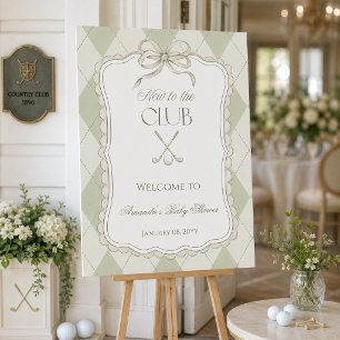 New To The Club Green Golf Baby Shower Welcome Foam Board