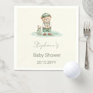 New to the Club  Green Golfing Bear Baby Shower  Napkins